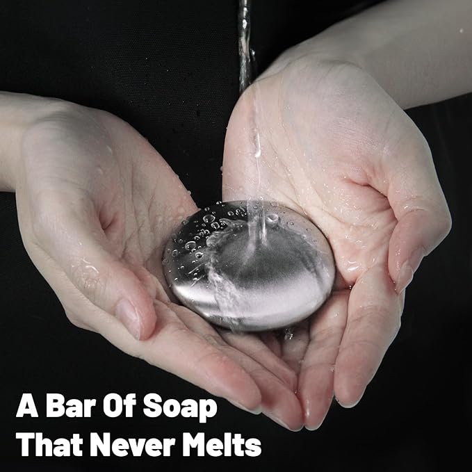 Stainless Steel Soap, Newness Stainless Steel Hand Odor Eliminator Remover with Base Tray, Odor Remover Bar for Fish Cleaner Onion Garlic Other Strong Scents from Hands Kitchen Gadgets Eliminating