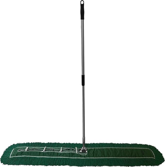 Ultimate Dust Mop Kit: Industrial-Grade Performance, Heavy-Duty Frame, Telescopic Handle - Green 60 Inch