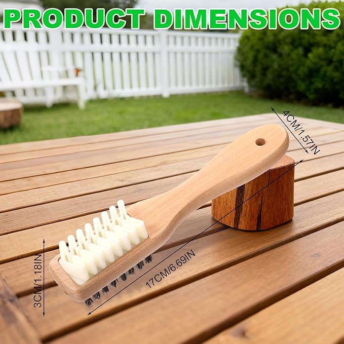 2-in-1 Suede Shoe Cleaner with Eraser, Wooden Handle Suede & Nubuck Cleaning Brush for Shoes Bags Jackets, Easy to Hold & Use