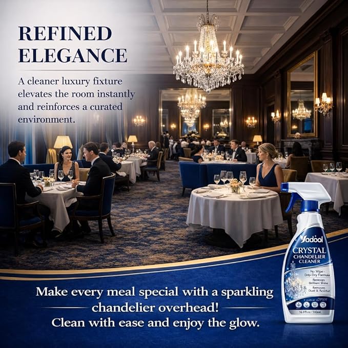 Chandelier Cleaner Spray for Entryway Chandeliers, Drip Dry No Wipe Formula, Removes Dust Build-Up, Restores Shine