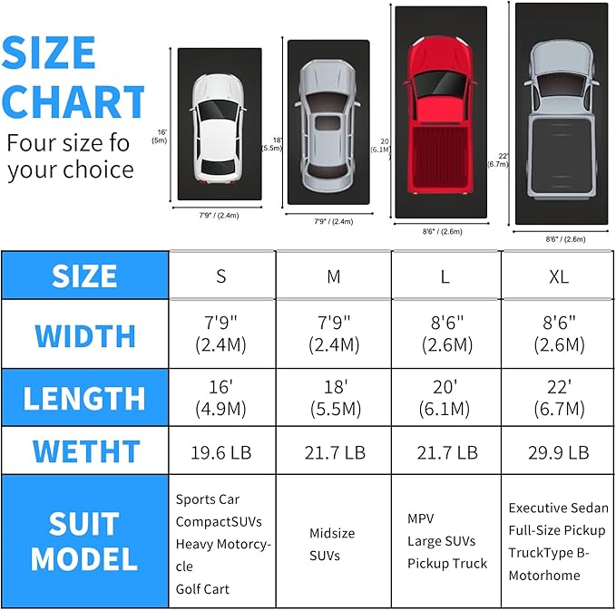 MIALUTY® Garage Floor Mat,(7'9" x 16'),Heavy Duty PVC Under Car Containment Mat with Raised Edge Waterproof Oil-Proof Non-Slip Against Snow Rain Mud All-Weather Easy to Clean