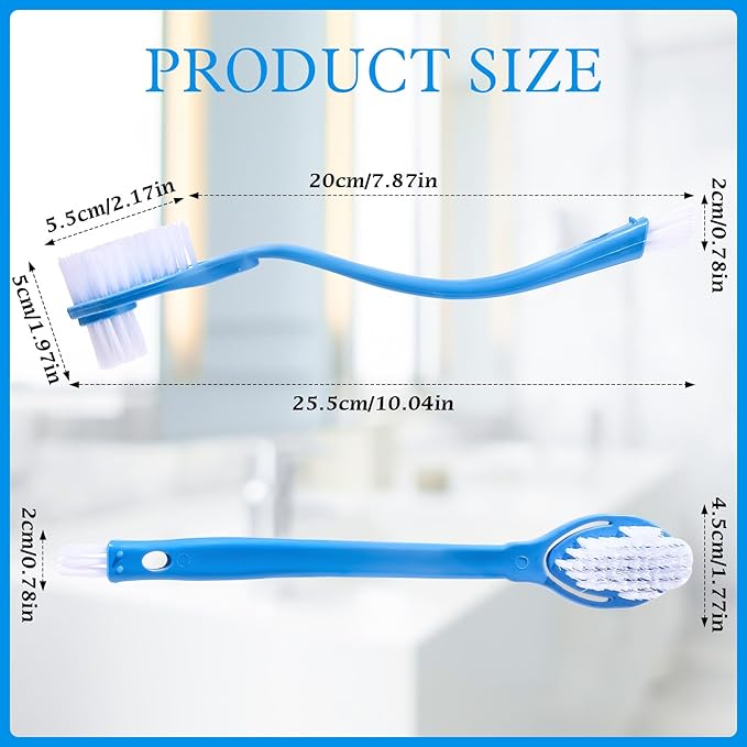 ISKYBOB 2 Pack Shoes Cleaning Brushes, Double Sided Shoe Sole Cleaner 10in Long Handle Shoe Wash Cleaner Large Boot Scrubber Insider Cleaner Tool Kits, Blue