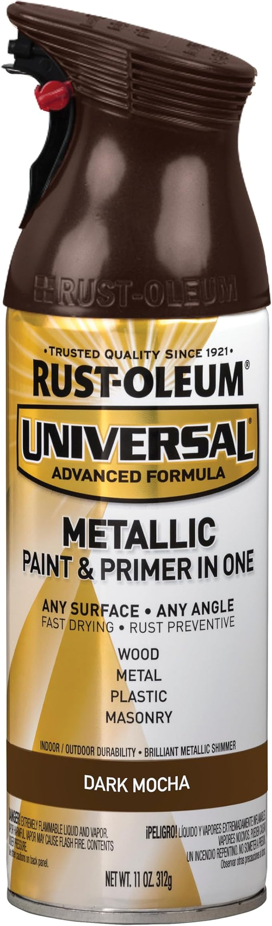 Rust-Oleum 393418 Universal All Surface Metallic Spray Paint, 11 oz, Dark Mocha