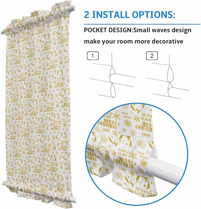 Christmas French Door Curtain Panel for Front Door, Merry Christmas Words Yellow Slidelight Door Curtains with Tieback Light Filtering Privacy Panels for Doorway Entryway 25"x 40"