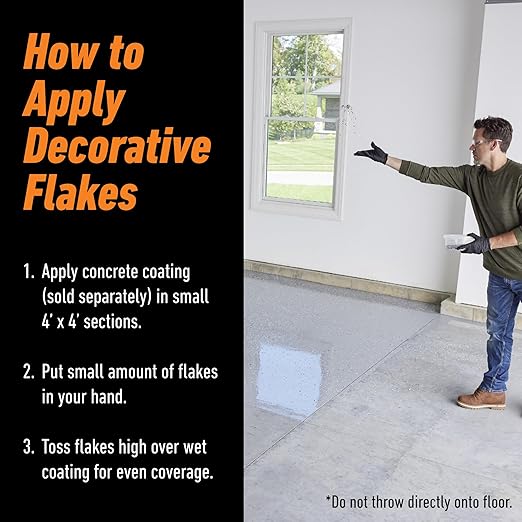 Gorilla Garage Floor Coating Decorative Flakes – Gray, Black & White Blend – Matches High-Gloss Gray Kit – Hides Dirt & Imperfections – Use with Epoxy or Concrete Coatings – Covers up to 550 sq. ft.