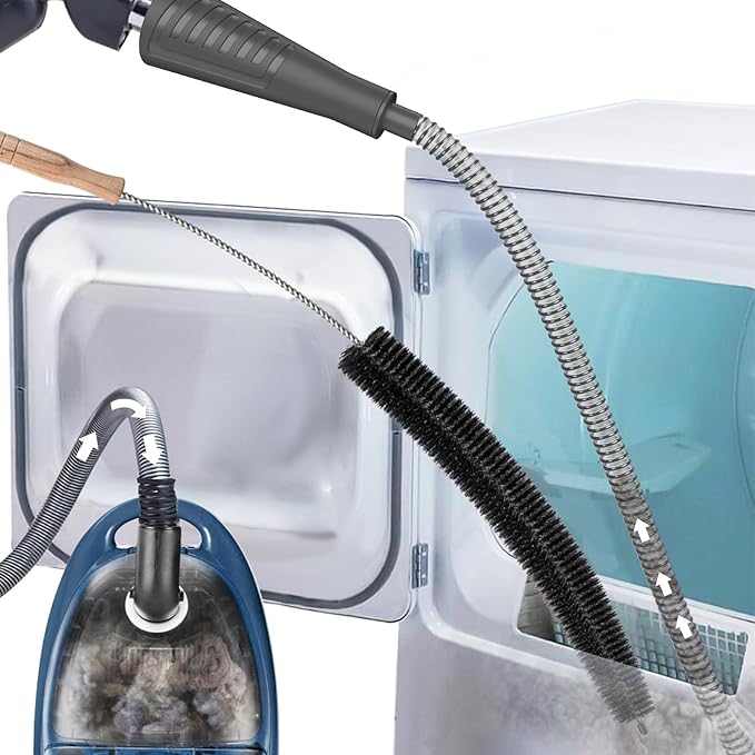 Sealegend Dryer Vent Cleaner Kit Dryer Lint Vac Attachment with Brush, Lint Remover, Dryer Vent Vacuum Hose Cleaning Tools, Black