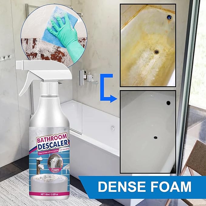 Bathroom Descaler Foam Cleaner, Stubborn Stains Cleaner, Bathroom Descaler Foam Spray, All-Purpose Home Toilet Bath Shower Glass Spray (1, 3PC)