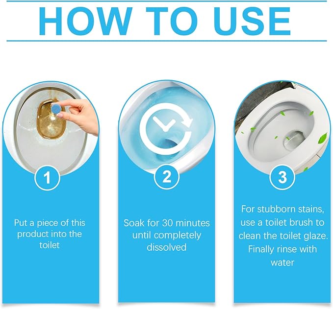 Toilet Cleaning Tablets, 16 Pieces, 3-Year Shelf Life, Foam Action Stain Remover