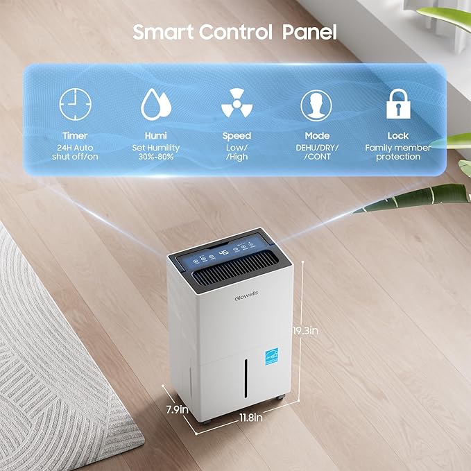 3500 Sq.ft Dehumidifier for Basement, 40 Pints Large Room Dehumidifier with Drain Hose, Dehumidifiers for Living Room