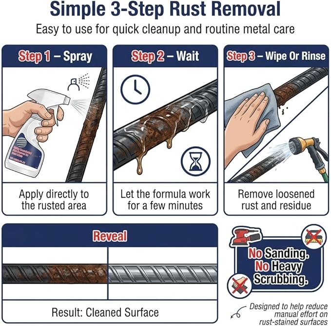 Rust Remover Heavy Duty for Metal, Highly Concentrated Rust Remover for Steel & Iron, Fast Acting Rust (120 ML) (2 pcs)