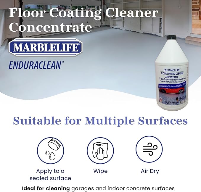 Marblelife EnduraCLEAN Garage and Indoor Concrete Floor Coating Cleaner, Effective Basement & Garage Floor Cleaner, Concrete Cleaner, Ready-To-Use Cement Cleaner & Degreaser, 128 oz Concentrate