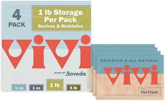 Vivi Fresh 1 LB Humidity Control Packs | 4-pack in Resealable Bag | For All Airtight Storage Containers, Store Longer and Preserve Freshness | Made in the USA by Boveda