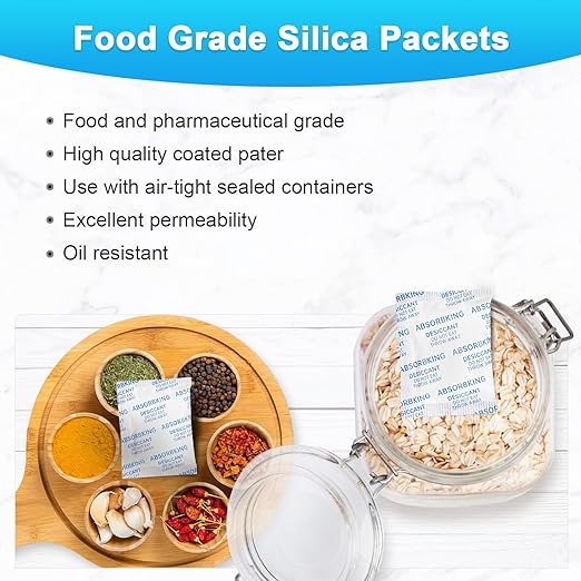 Absorbking Desiccant Packs – 5 Gram 220 Packs Moisture Absorbers, Food Grade Desiccant with Color Indicating, Premium Desiccant Packs for Storage, Great for Spices, Foods, Electronics, Jewelry