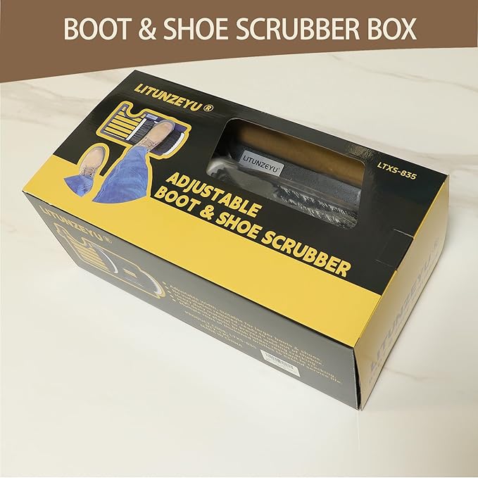 Heavy Duty Boot Scraper Brush with Removable Tray - Adjustable Extra Wide Shoe Scrubber for Indoor & Outdoor - Mud, Dirt & Snow Cleaner for Garage, Garden & Farm