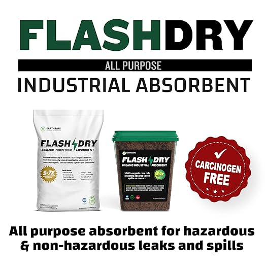 FlashDry 5 Liter Bucket of Super Spill Absorbent, 100% Organic Environmentally Friendly - for Oil, Paint, Grease and More in Garages, Kitchens, Janitor Kits, Safer and More Effective Than Clay Litter