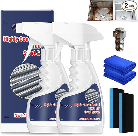 2Pcs Meigline Rust Remover, Meigline Rust Remover Heavy Duty for Metal,Highly Concentrated Steel Rust Remover, for Tools, Stainless Steel, Automotive Parts, Fast Acting Rust