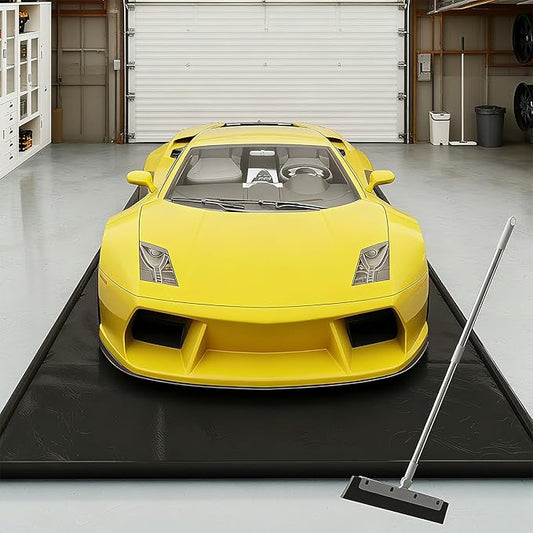 SUNYRISY 7'9" x 18' Containment Garage Floor Mat Under Car, Heavy Duty Waterproof Garage Carpet Floor Protection Non-Slip Parking Mat with Squeegee for Cars SUVs Trucks