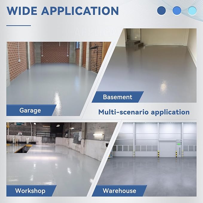 DWIL Garage Floor Epoxy Kit with Primer, Garage Floor Paint with Tools, Epoxy Coating for Concrete - High Gloss, Water-based, Low Odor - 1 Car Kit, Light Gray