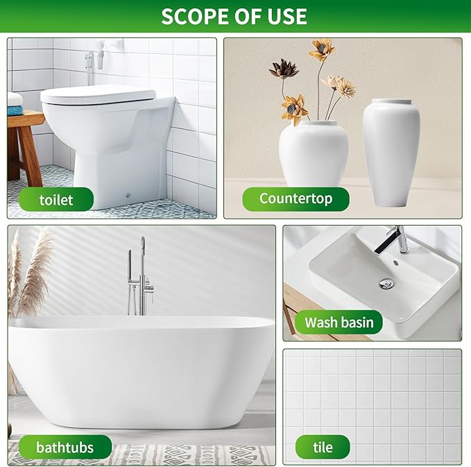SIX FOXES Tub and Tile Spray Paint (White), 450ml × 1 Can, DIY Tub and Tile Spray Paint for Resurfacing Bathroom Sink Countertop
