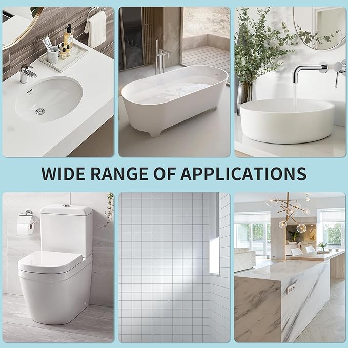 White Ceramic Tub and Tile Refinishing Kit（32 FL Oz） - Bathtub, Bathroom Wall, Countertop, Sink Paint - Easy to Use, Waterproof, Low Odor, No Toxic (White 50-60 sq.ft)