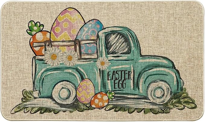 Easter Bunny Egg Summer Lucky Shamrock Doormat Bath Rug Welcome Mat Non-Slip Dust Floor Carpet for Kitchen Front Hall Lawn 16x24 inch