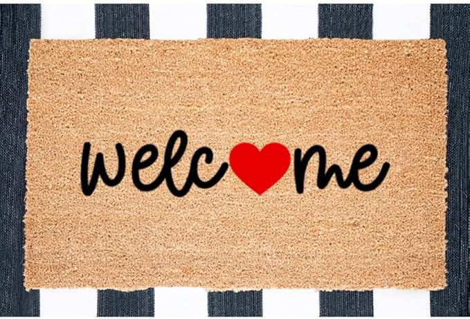 Welcome Heart, Valentine's Day Doormat, Valentine's Day Decor, Welcome Mat, Valentine's Day Welcome Mat, Heart Doormat, Valentine's Day Decor Home Decoration Fun Door Mat 24x16in