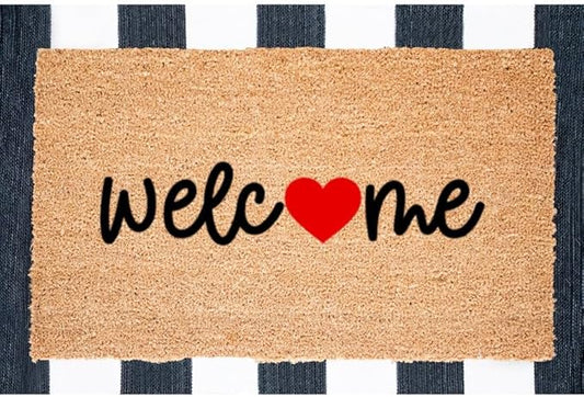 Welcome Heart, Valentine's Day Doormat, Valentine's Day Decor, Welcome Mat, Valentine's Day Welcome Mat, Heart Doormat, Valentine's Day Decor Home Decoration Fun Door Mat 24x16in