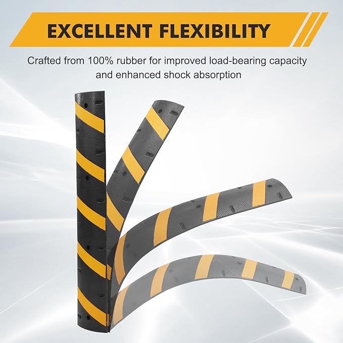 6FT Rubber Speed Bumps, 2-Pack 25000 Lb Capacity Heavy Duty Speed Bumps for Road with 8 Bolt, 2 Channel Modular Traffic Driveway Hump for Parking Lot, School, Warehouse