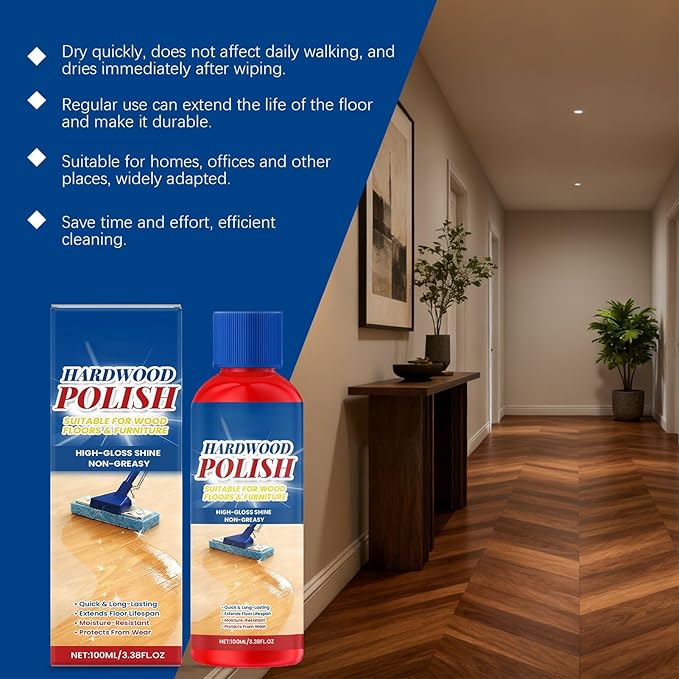 Wood Floor Polish, With,Scratch Hiding&moisture Protection, 100ml, Wood Polish&cleaner, Floor Cleaners. Scratch Repair Formula, For Bedroom, Living Room, Entryway, Cabinet, Table, Shelf, Furniture