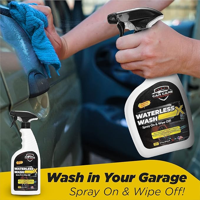 Waterless Wash X-Car Detailing Without Water | Quick Detailer for Any Vehicle-Wash in Your Garage, at Work, or Anywhere-Spray On & Wipe Off (128 oz Concentrate)