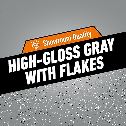 Gorilla Epoxy Garage Floor Coating (7 pc) Kit, 1-Car, Concrete Flooring, 100% Solids, Superior Adhesion, Incredibly Durable High Gloss Gray Finish, 275 sq. ft. Coverage
