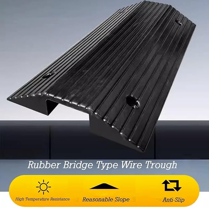 Speed Bumps Cable Protector,1-Piece Integrated Cable Cover Ramp,for Road Garage Gravel Roads Asphalt Concrete(40x40x8CM)