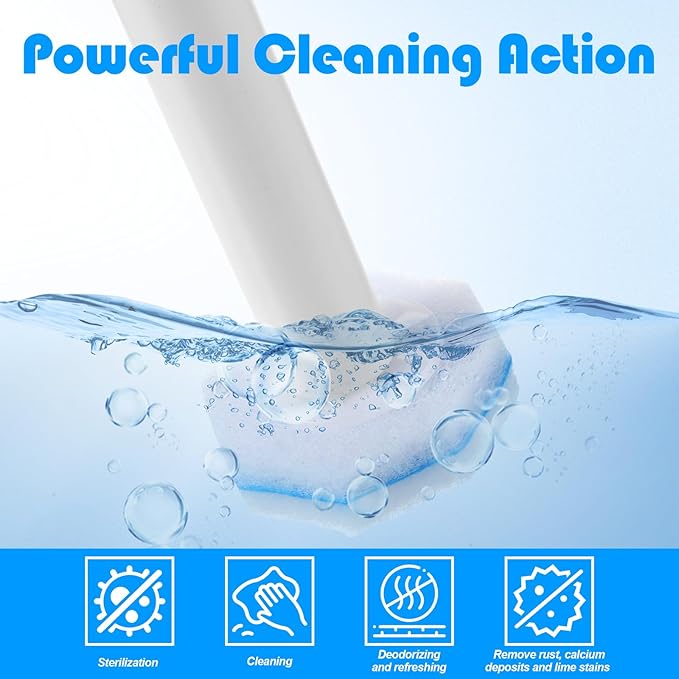 60 Counts Disposable Toilet Wand Refills Compatible with Most Bowl Brush Wand, Toilet Bowl Cleaner Refill Pads, Disposable Bathroom Toilet Brush Scrubber for Deep Cleaning Stain Removal