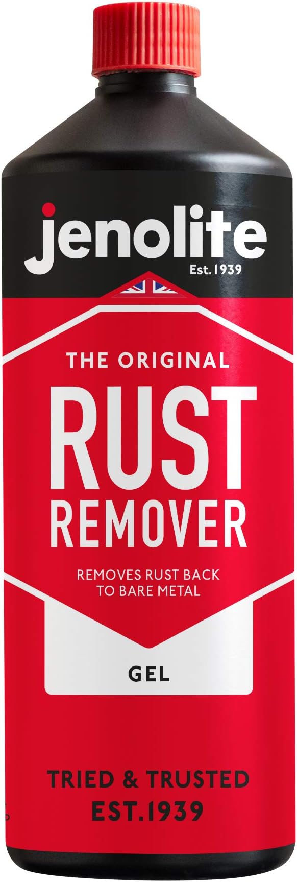 JENOLITE Gel Rust Remover for Metal 1.3 fl oz (40 g). Non‑Drip Naval Jelly for Automotive and Vertical Metal Surfaces. Fast‑Acting Concentrated Gel Dissolves Rust to Bare Metal. Made in Britain