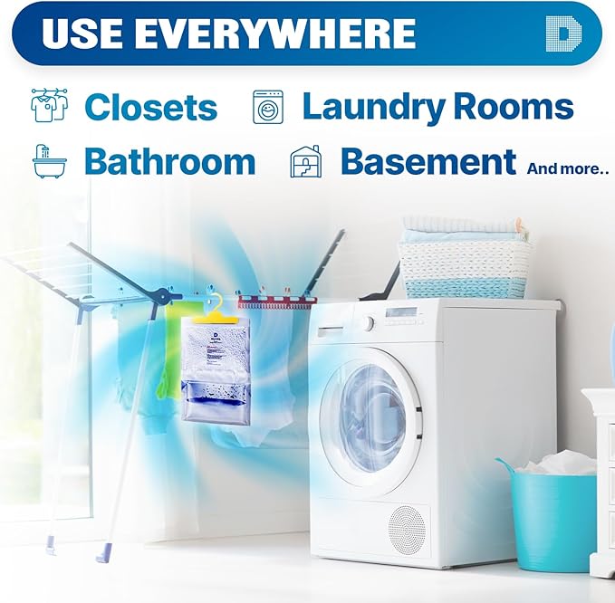 Dry & Dry 50 Packs [Net 7 Oz/Pack] Moisture Absorbers for Home, Basement & Bedroom - Small Dehumidifiers