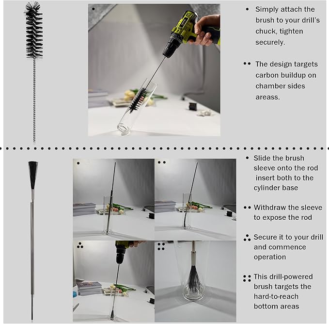 Intake Valve Carbon Cleaner Brush - 3pcs Engine Bay Cleaner Nylon Kit Carburetor Drill Cleaning Tools for Car Carb Deposit Combustion Chamber Cylinder 2 Style