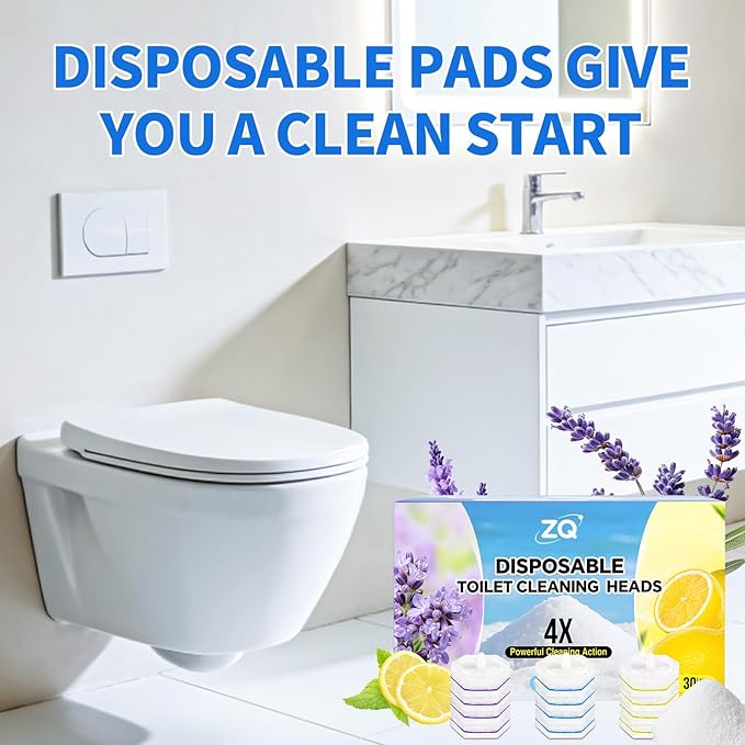 100 Count Toilet Wand Refills for Clorox, 4X Cleaning Power Toilet Bowl Cleaner Refill Pads for Clorox Wand System, Disposable Toilet Brush for Bathroom Cleaning，Light Scent