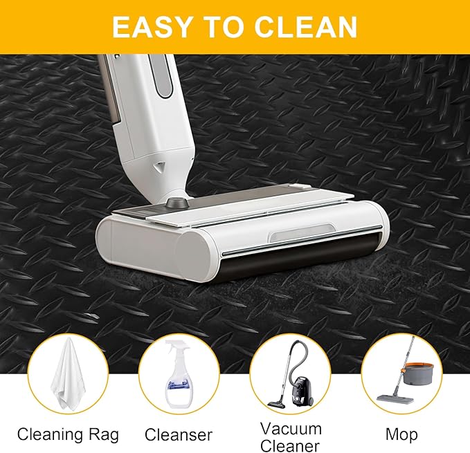 Garage Floor Mat, 2.8mm Thickened Flooring Roll for Under Car with 20Pcs Tapes, Diamond Plate, Non-Slip Floor Protector Mat for Trailer, Garage, Warehouse, Gyms, Trailer (BlackV, 7.5x25 FT)