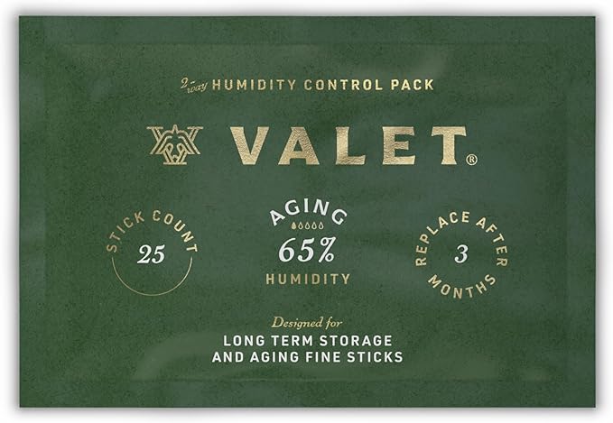 Valet 65% Two-Way Humidity Pack Single (60g), Individually Wrapped Humidity Control Pack for Long-Term Aging & Storage, Moisture Absorber for Wood & Airtight Containers, Made in USA