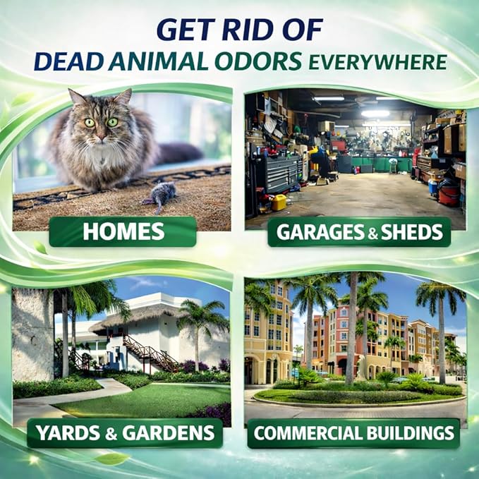 Animal Odor Eliminator for Strong Odor Remover, Dead Animal Smell Eliminator- Safe Indoor & Outdoor Use, Natural Odor Remover, Fresh & Effective