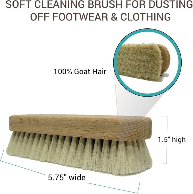 VALENTINO GAREMI Soft Cleaning Brush – Genuine German Goat Hair for Leather, Suede & Shoes – Wooden Handle – Made in Germany