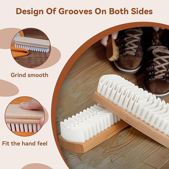 2Pcs Suede Brush for Shoes, Rubber Shoe Brush Cleaner with Soft Bristle Brush,Suede Eraser for the Care and Cleaning of Shoes, Bags, Coats, and Suede Accessories