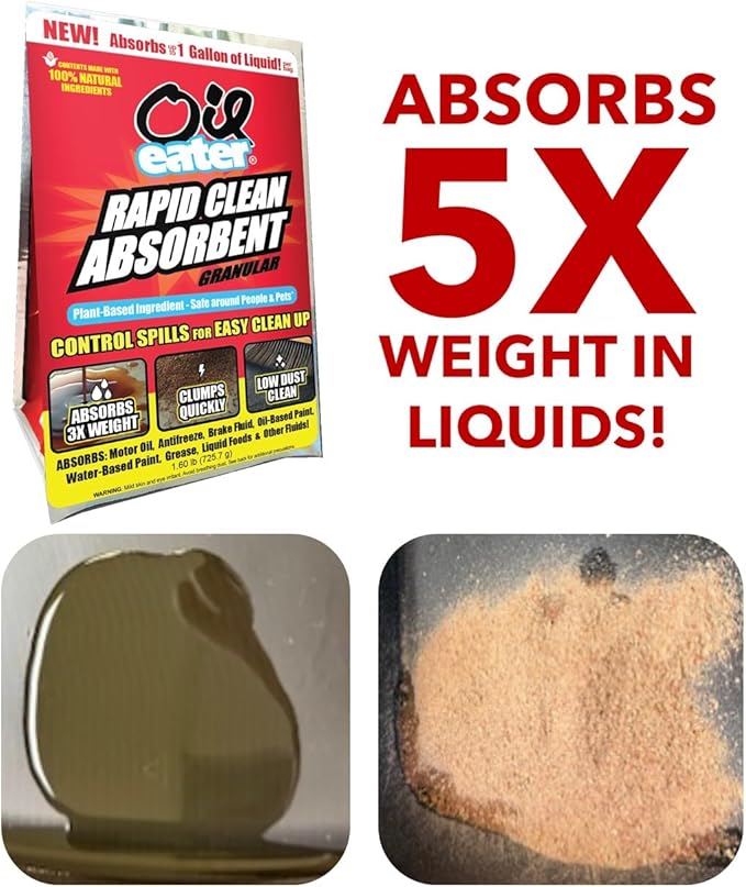 Rapid Clean Absorbent for Oil Spills, Automotive Spills, Paint Spills, Food Spills & Other Fluids
