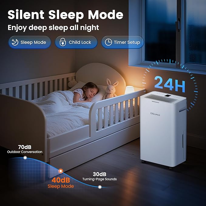 5000 Sq. Ft Dehumidifier, Max 95 Pint/Day Dehumidifier for Basement & Home, Compressor Dehumidifier with Drain Hose, Smart Humidity Control, Energy Efficient & Quiet for Bedroom, Large Rooms