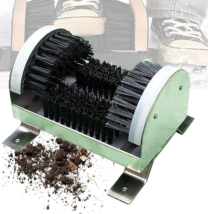 Heavy Duty Boot Scrubber with Hard Brushes — Stainless Steel Mud Cleaner for Indoor/Outdoor Entryways, Garden, Garage, and Patio Silver