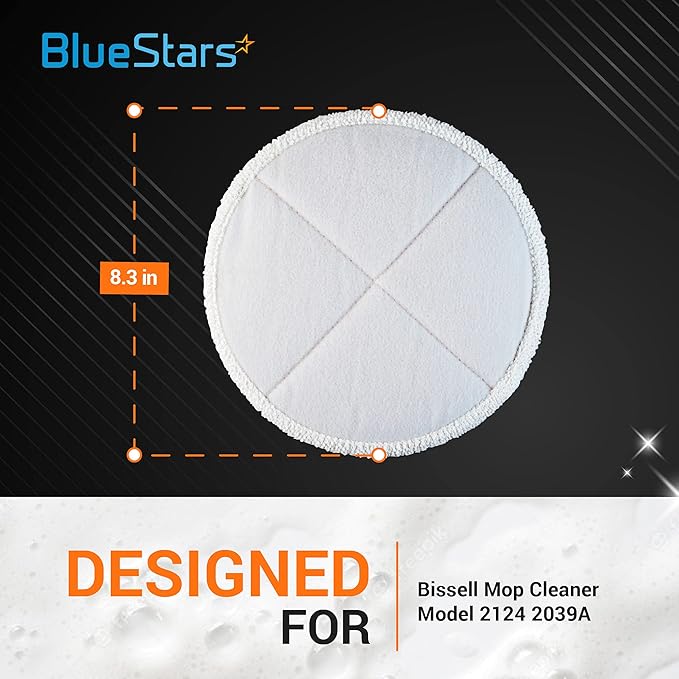 BlueStars 8 Pack Spinwave Replacement Mop Pads Compatible with Bissell Spinwave 2124 2039A 2039 2307 23157 20391 20399 Hard Floor Mop Cleaners - 8 Heavy Scrub Pads (Orange) - Washable & Reusable