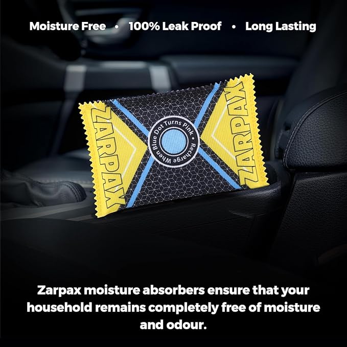 Zarpax 125g Rechargeable Desiccant Packs Dehumidifier Bag - 2 Pack - Moisture Absorbers For Safes, Car, Bathroom, Storage, Garage - Moisture Remover Eliminates Humidity - Reusable Desiccant Bags