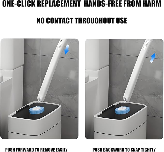 Disposable Brush with Holder & Refill Heads - Hygienic Sanitary Toilet Cleaner for Easy Cleaning, Streak-Free Fresh Bathroom, No Mess Disposable Toilet Bowl (1, Refill (36 pcs))