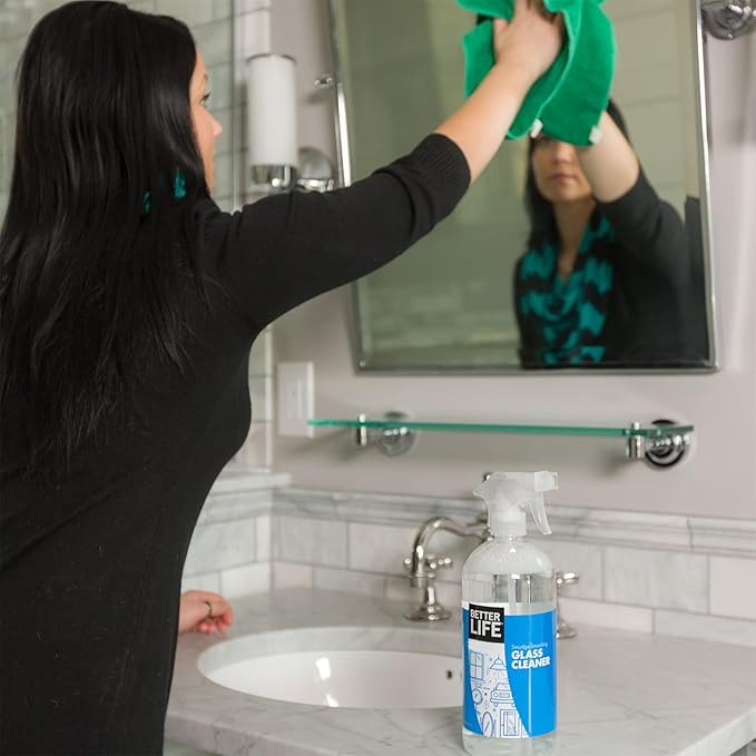 Better Life Glass Cleaner, Streak-free Window Cleaner, Surface Cleaning Spray, Mirror, Screen and Shower Door Cleaner, Removes Fingerprints, Dust, Dirt, Unscented, 32 Oz, Pack of 1