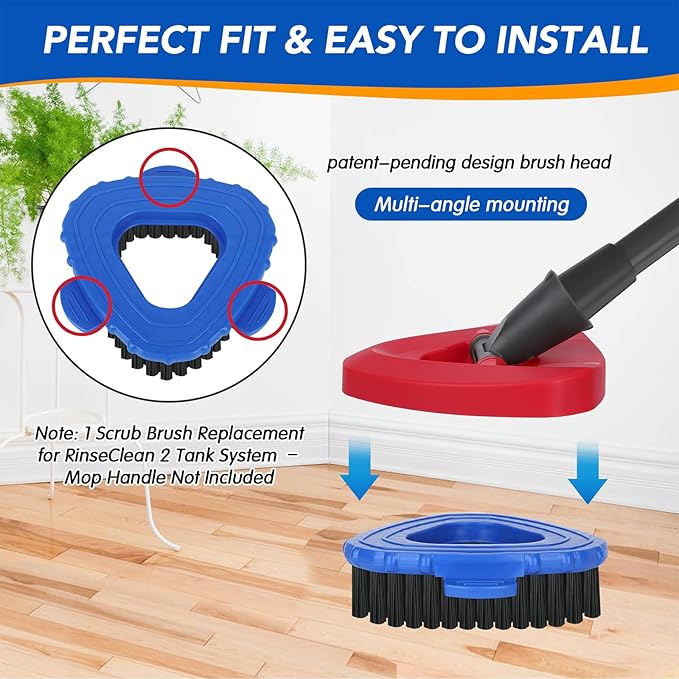 Scrub Brush Head for RinseClean 2-Tank System, Hard Bristle Spin Mop Scrub Brush Attachment for Bathroom, Kitchen, Tile & Floor Cleaning, 1 Pack